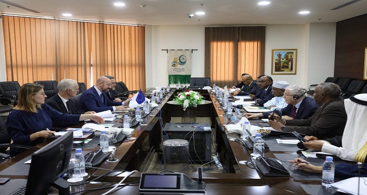 تشارلز ميشيل , رئيس المجلس الأوروبي ، حسين إبراهيم طه , الأمين العام لمنظمة التعاون الإسلامي