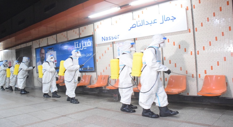 تطهير محطة مترو جمال عبد الناصر